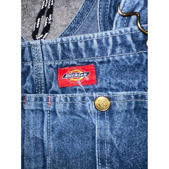 Dickies Men's Blue Denim Bib Overalls Carpenter Work Pants 40x30 - Picture 6 of 8